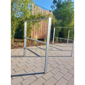 Lean-on hoop of flat bar steel | 50 x 12 mm | with cross bar | total width: 1000 mm | hot-dip galvanized